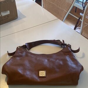Dooney & Bourke Brown Leather Shoulder Bag with Gold Hardware